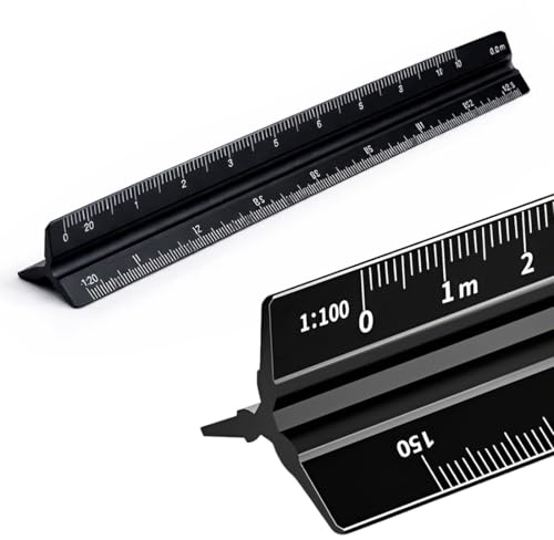 KEPYATI Righello Triangolare, 15Cm Scalimetro Triangolare, Righelli Scala Per Architetti E Ingegneri 1:20, 1:25, 1:50, 1:75, 1:100, 1:125 (Versione Portatile/15 Cm)