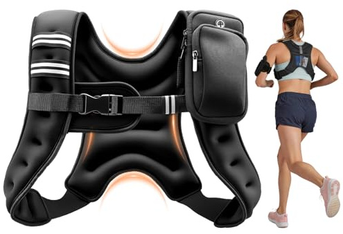 VEVOR Chaleco Lastrado de 2,79 kg, Chaleco de Entrenamiento con Peso, con Arena de Hierro, Hebilla Ajustable, Tira Reflectante para Entrenamiento de Fuerza, Correr, Fitness, Desarrollo Muscular
