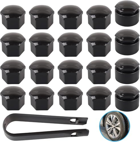 VAPORVERSE 20 Pezzi Copridadi Ruota per Dacia Sandero Stepway 3.Gen 2.Gen 2012-2021 2022 2023 2024 2025, 16 Standard e 4 Antifurto Tappi Bulloni Auto Plastica Protezione Dadi Esterni,19mm