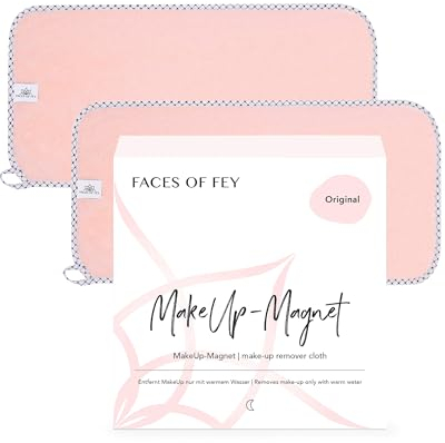 Make-Up-Magnet FACES OF FEY - Abschminktücher Mikrofaser - beidseitig verwendbare Gesichtsreinigungstücher - Make-Up-Entferner-Tuch waschbar und wiederverwendbar - Doppelpack 50x25cm