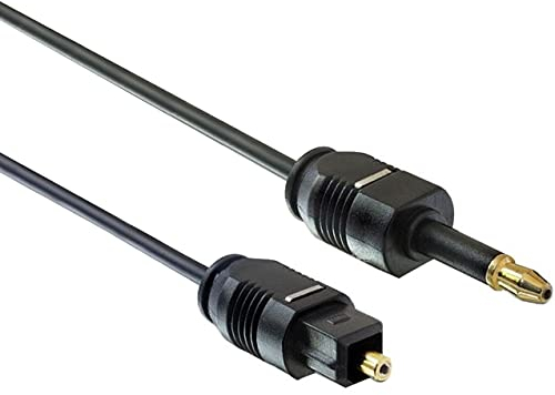 PremiumCord Optisches Audiokabel Mini Toslink 3,5mm auf Toslink 2m, Stecker auf Stecker, Digitalkabel für Stereoanlage HiFi Sounbar TV, HQ Audio, Vergoldet, Farbe Schwarz 2 m