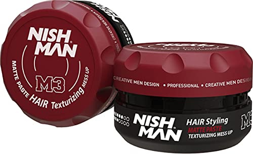 NISHMAN M3 Hair Styling Wax - Matte Paste Texturising Mess Up 100g - Matte Finish, Flexibile Hold, Natural Look