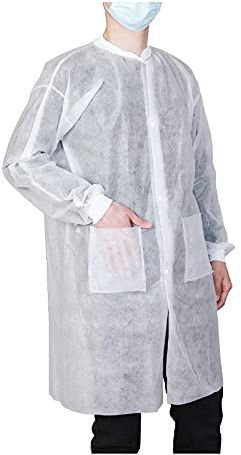Cleaing Disposable Lab Coats, Pack of 10, with 2 Pockets for Adult, X-large