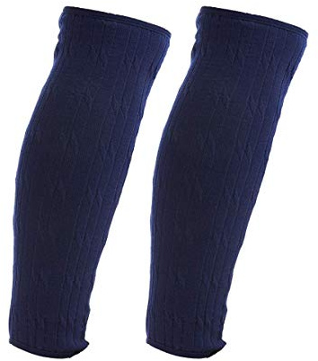 Silvert's Adaptive Clothing & Footwear Silverts Cable Knit Leg Warmers Unisex Warm Protective Sleeves Soft Stretch Winter Calf Covers Recovery Wear - Navy