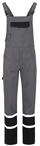 BWOLF Char Peto Hombre Pantalones de Trabajo Protección Peto Hombre con Elementos Reflectantes - Azul/Gris, gris, XL