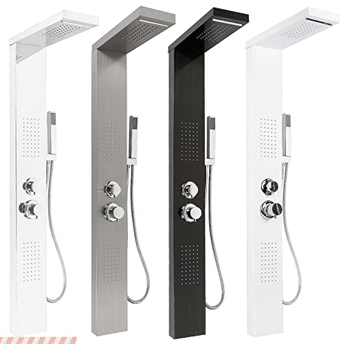 Colonna Doccia HUOLE In acciaio Inox 304 Spazzolato, Miscelatore Pannello Design Moderno Multifunzione Soffione Idromassaggio Doccia A Cascata Doccetta (15 * 47 * 130 cm-argento)