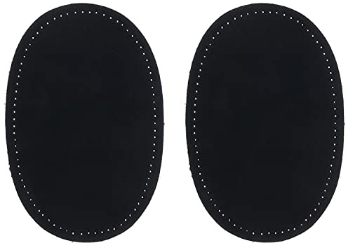 ZUPAYIPA 2Pcs Sew-On Fabric Oval Elbow Knee Patches Sweater Trousers Repair Patches Craft Supply Sewing Appliques (Suede Fabric,Black)