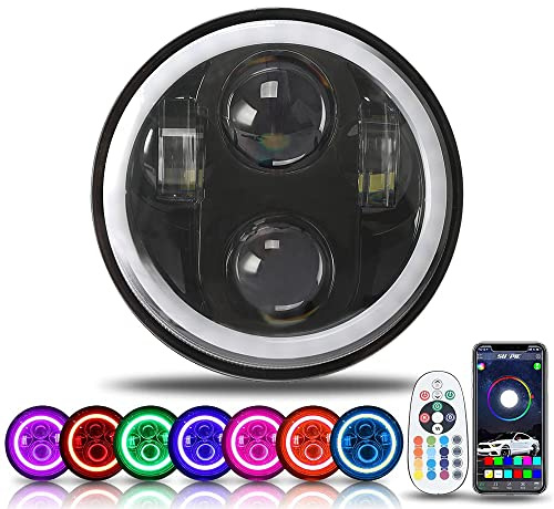 SUNPIE 5-3/4 5.75 Inch RGBW Head light Motorcycle Compatible with Sportster XL883 XL1200 Compatible with Dyna Low Rider Wide/Super Glide