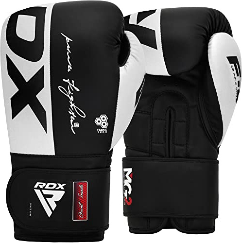 RDX Guantes de Boxeo Maya Hide Cuero Entrenamiento Guantes de Muay Thai, Sparring, Kickboxing, Artes Marciales, Saco Manoplas de Boxeo, MMA, Gimnasia Entrenamientos Hombres Mujeres 8 10 12 14 16 OZ