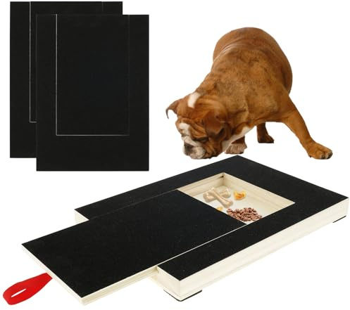 Alongen Planche à gratter pour Chien avec boîte à friandises - Planche à gratter pour Ongles Multifonction - Papier abrasif - Alternative aux Coupe-Griffes et ponceuses pour Chiens
