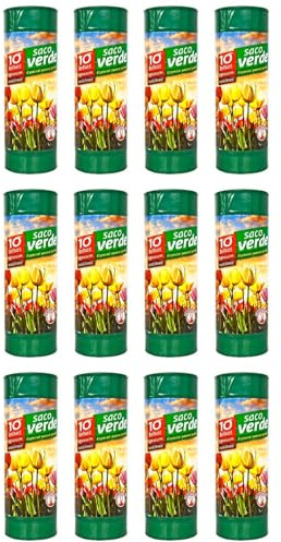 Acan Tradineur - 12 Rollos de 10 Bolsas de Basura, plástico, 3 Capas, Resistentes y antigoteo, autocierre, reciclables, Sacos Especial jardín (Verde - 120 litros - 85 x 102 cm - Total 120 uds)