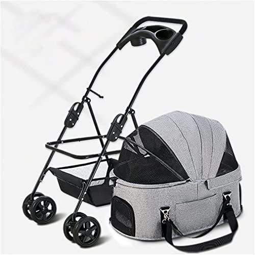Kinderwagen für Haustiere für kleine und mittelgroße Hunde/Katzen, Hundebuggy für mittelgroße Hunde, Hunde- und Katzenbuggys, Premium-Haustier-Trolley mit abnehmbarem Transportbehälter und Getränkeh