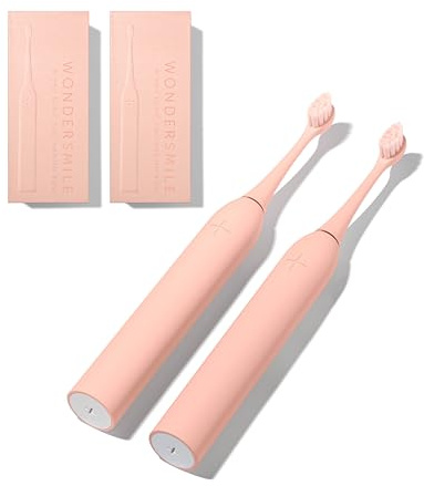 Wondersmile Schallzahnbürste Doppelpack PRO - Elektrische Zahnbürste mit 4 Putzprogrammen - Inkl. smarten Bürstenkopf (Atomic Rose)