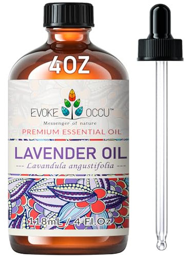 EVOKE OCCU Olio Essenziale di Lavanda 118ml, Puro Olio Essenziale per Diffusore, Cura della Pelle, Rilassamento, Sonno, Capelli, Massaggio