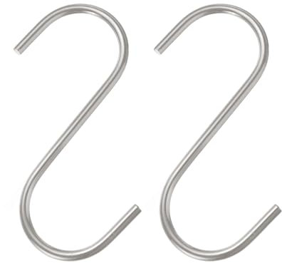 QUARKZMAN 2pz Ganci a S Lunghi 4 Pollici Ganci a S Extra Lunghi Metallo ad Alta Resistenza Acciaio al Manganese per Organizzare Utensili Cucina Giardino Bagno Garage Armadio, Argento