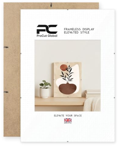 Procut Global A3 Frameless Clip Picture Frames For Photos | Shatter-Resistant Perspex Front With MDF Backing & Metal Clips For Wall Art Display Of Posters, Prints, Document & Home Decor