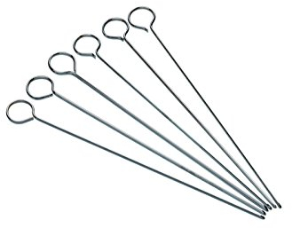 KitchenCraft Flat Kebab Skewers, Stainless Steel, Set of 6 Reusable Metal Skewer Sticks, Simple Cleaning, 20cm (8'')