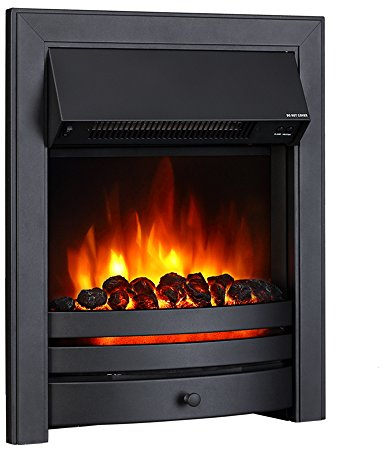 Endeavour Fires Roxby Inset Electric Fire Black Trim and Fret, 220/240Vac 1&2kW, 7 Day Programmable Remote Control Electric Fire (without spacer)