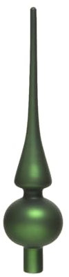 Punta per albero di Natale, in vetro, altezza 26 cm, diametro = 6 cm, colore verde opaco