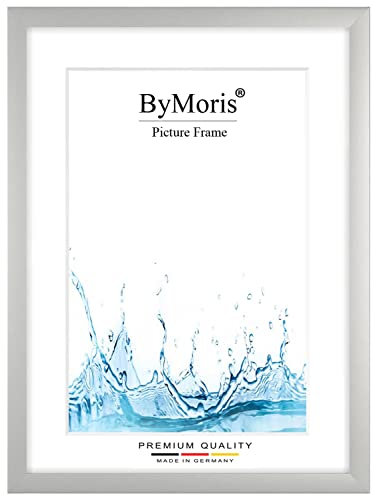 ByMoris Cornice per foto personalizzata 33 x 48 cm in Argento opaco con vetro acrilico antiriflesso, poster puzzle ritratto cornici in legno