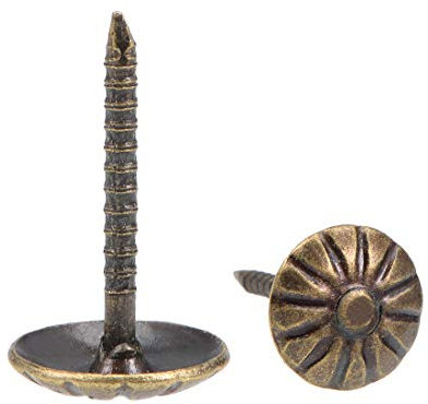 sourcing map Clou Tapissier Clou Ameublement Clou Meuble Punaise Pointe Tapissier Tapis Décoration 11mm Tête Diamètre Rond Pouce Bronzé pour Sofa Dosserets 60 Pcs