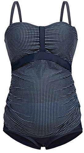 Herzmutter Umstandstankini-Umstandsbadeanzug - Bademode Schwangerschaft - Badeanzug für Schwangere - Unterbauch-Hose - Bandeau-Tankini - 7000 (XXL, Punkte)
