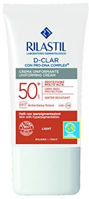 Rilastil D-Clar Crema Colorata Viso, Azione Depigmentante e Uniformante per Pelli Sensibili, SPF 50+, Light, Confezione da 40 ml