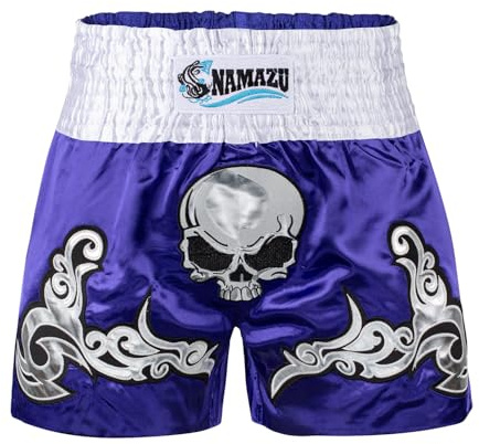 NAMAZU Muay Thai Shorts for Men and Women, High Grade MMA Gym Boxing Kickboxing Shorts., Blue & Purle, 3X-Large