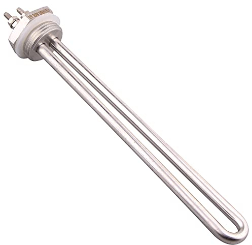 DERNORD 12V 200W DC Submersible Water Heater Element Stainless Steel Heating Element with 1 Inch BSP Thread Fitting U Type