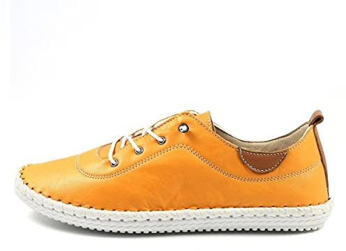 Lunar St Ives Leather Plimsoll for Summer 2022 * 4 UK Tangerine