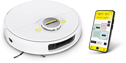 Kärcher Vacuuming Robot RCV 5 with Mop Function, Remote Control via App, LiDar Navigation, Dual Laser and AI, Floor Mapping, Obstacle Recognition, 5000pa, 120 min Run Time, for Hard Floors and Carpets