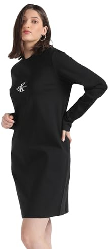 Calvin Klein Jeans T-Shirt Monologo Milano LS pour Femme, CK Noir, L