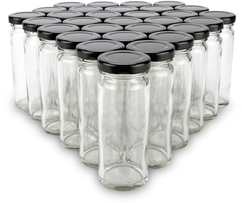 30 Marmeladengläser 100ml - Hochwertige Einmachgläser mit Schraubdeckel - Vielseitige Sturzgläser mit Deckel für Konfitüren, Desserts, DIY-Projekte & mehr - Perfekt zum Einkochen und Aufbewahren