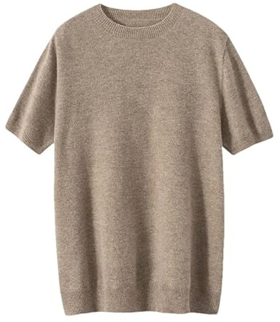 Hgvcfcv Pull à manches courtes en laine mérinos pour homme Col rond Décontracté, a, M