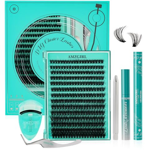 Kit d'Extension de Cils 280 Pièces, Kit de Cils Individuels DIY, Outil d'Application pour Faux Cils en Grappe, Colle et Scellant pour Cils, Dissolvant pour Extensions(Blues (80D), Kit D-Mix 8-16mm)