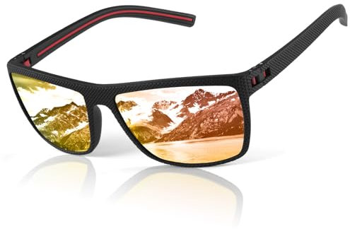 AUYAO Sonnenbrille Herren Modische Fliegerbrille UV400 Polarized Sunglasses Men Women Polarisiert Retro Pilotenbrille Klassische HD-Schützende Polarisierte Sonnenbrille Golf Outdoor (Schwarzer Rahmen)