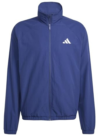 adidas Men's Essentials Small Logo Windbreaker Coat, Dark Blue/White, M