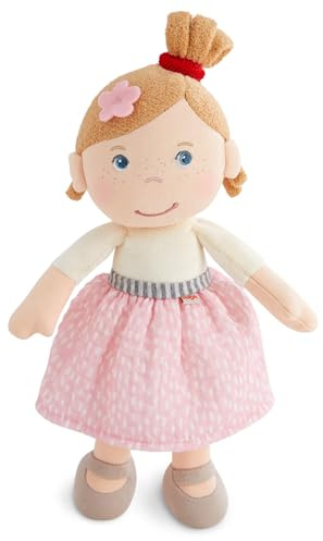 HABA Poupée câline Lara Poupée en Tissu Toute Douce de 25 cm, pour bébés et Tout-Petits – sans Scratch ni Coutures gênantes, dès 6 Mois – pour Les Premiers câlins – 2011850001