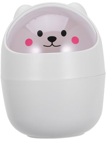Veemoon Mini Cubo Basura Escritorio Con Tapa Agitable Papelera Pequeña Habitación Diseño Animal Contenedor Plástico Ecológico Para Orden y Decoración Portátil
