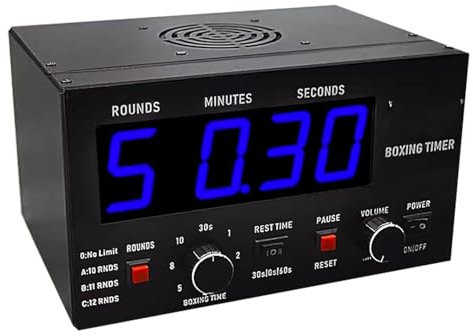 Temporizador De Intervalos De Boxeo con Pantalla LED,Tiempo de Descanso de Entrenamiento Opcional y número de repeticiones de Bucle, cronómetro Multifuncional,Blue
