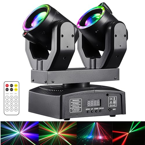 Rörelsehuvud LED-scenljus stråle dubbelt huvud 100 W dmx512 discolus partyljus ljudaktiverad ljuseffekt rörelse huvud med fjärrkontroll movingheads för bar fest halloween jul bröllop disco