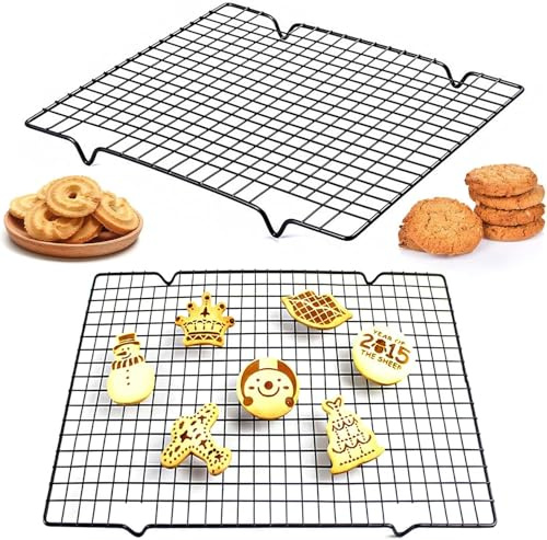 Fizleca 2 griglie di raffreddamento per torte, griglia di raffreddamento per un raffreddamento uniforme e veloce di biscotti e torte, 27,5 x 25,3 cm