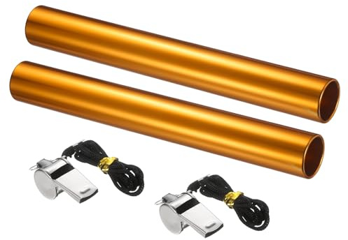 YELARXI Track Field Relay Baton, Aluminum Track Field Relay Baton for Running Race Team with Whistle