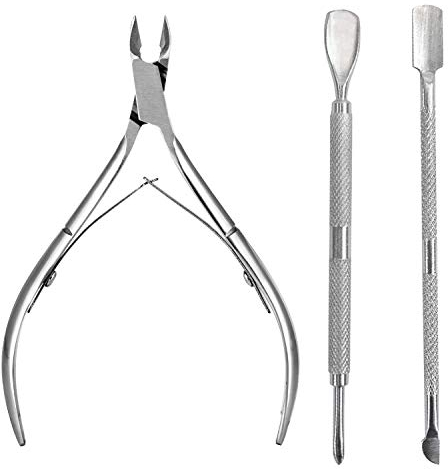 3 pinze per unghie in acciaio inox per rimuovere cuticole, tagliaputicole e cuticole, in acciaio inox, forbici per la cura delle unghie per manicure e pedicure