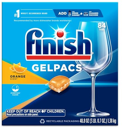 Finish Gelpacs Dishwasher Pods, Dish Detergent, Orange Scent, 84ct