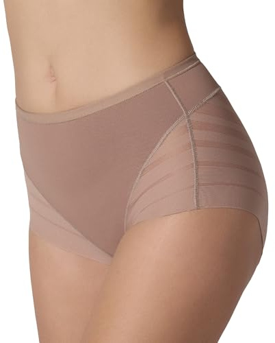 Leonisa Women's No Show Invisible Comfy Tummy Control Classic Panty,Brown,Large