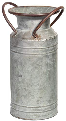 Red Co. 13” Large Decorative Farmhouse Galvanized Metal Milk Can Planter Vase with Handles