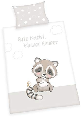 Herding Kleiner Räuber Bio Bettwäsche Set, GOTS Zertifiziert, Wendemotiv, Kopfkissenbezug 40 x 60cm, Bettbezug 100 x 135cm, Baumwolle/Renforcé