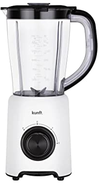 Kunt Batidora de Vaso KTB5023, Capacidad 1.5L, 2 Velocidades, 500 W, Función Turbo, Cuchillas en Acero Inoxidable, Vaso en Plástico, Blanco y Negro