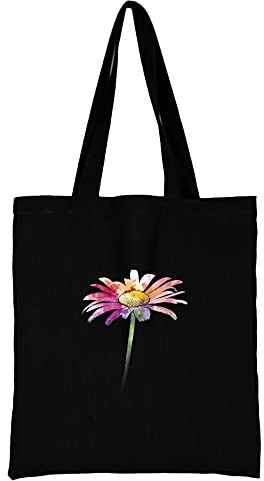 Daisy Printed Canvas reusable grocery bags, Foldable Casual Travel HandBag, Shoulder Beach Tote Bags, Shopper bag eco friendly super strong washable Storage bags Shopping bag Canvas bag for Women